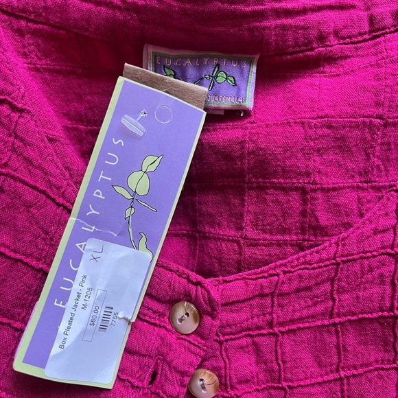 Eucalyptus Magenta Pink Size XL Cotton Boho Hippie Button Down Boxy Top - Picture 7 of 8